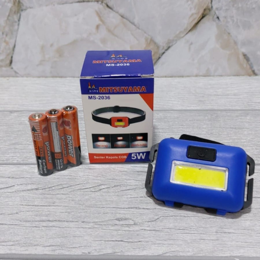 MITSUYAMA MS 2036 SENTER KEPALA LED MINI 5 WATT FREE BATERAI MURAH