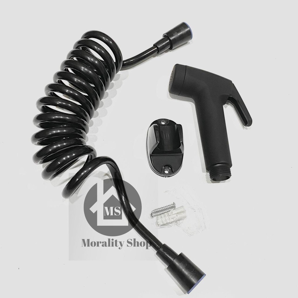 Jet Shower Cebok  Set Hitam Minimalis JS67 -Bidet Semprotan shower Cebok Closet Spiral Black