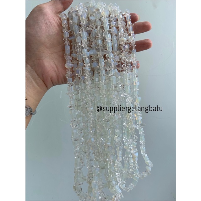 kerikil batu Moonstone opalite AGATE 1cm biduri wulan akik jarong craft bahan kalung gelang anting strap mask kerajinan tangan craft citayam fashion week etink vintage elegan bali