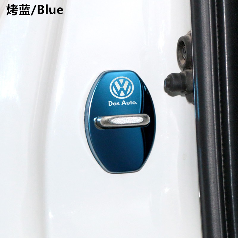 4Pcs cover Pelindung Kunci Pintu Mobil Logo Volkswagen Bahan Stainless Steel