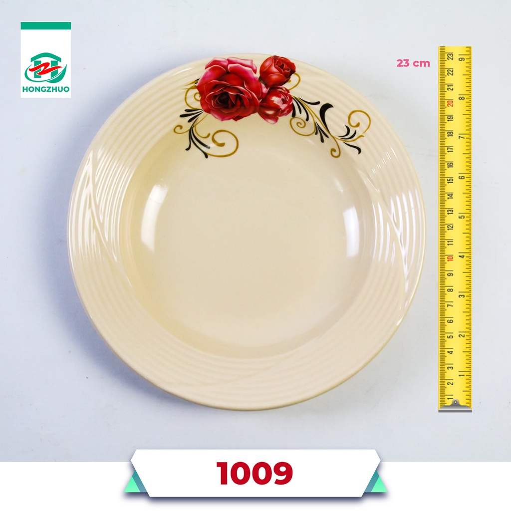 Hongzhuo Piring Melamine Bunga Rose Food Grade Piring Makan Elegant-5