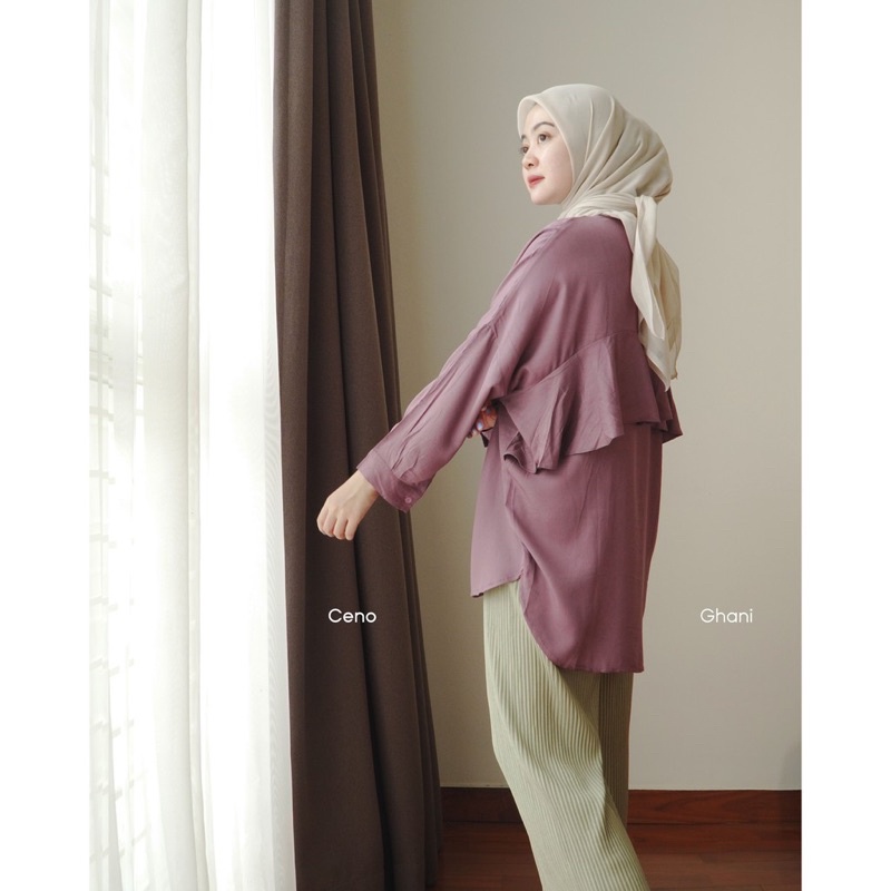 KEMEJA TUNIK TINY RUFFLE TOP SUPER JUMBO BAHAN SHAKILA