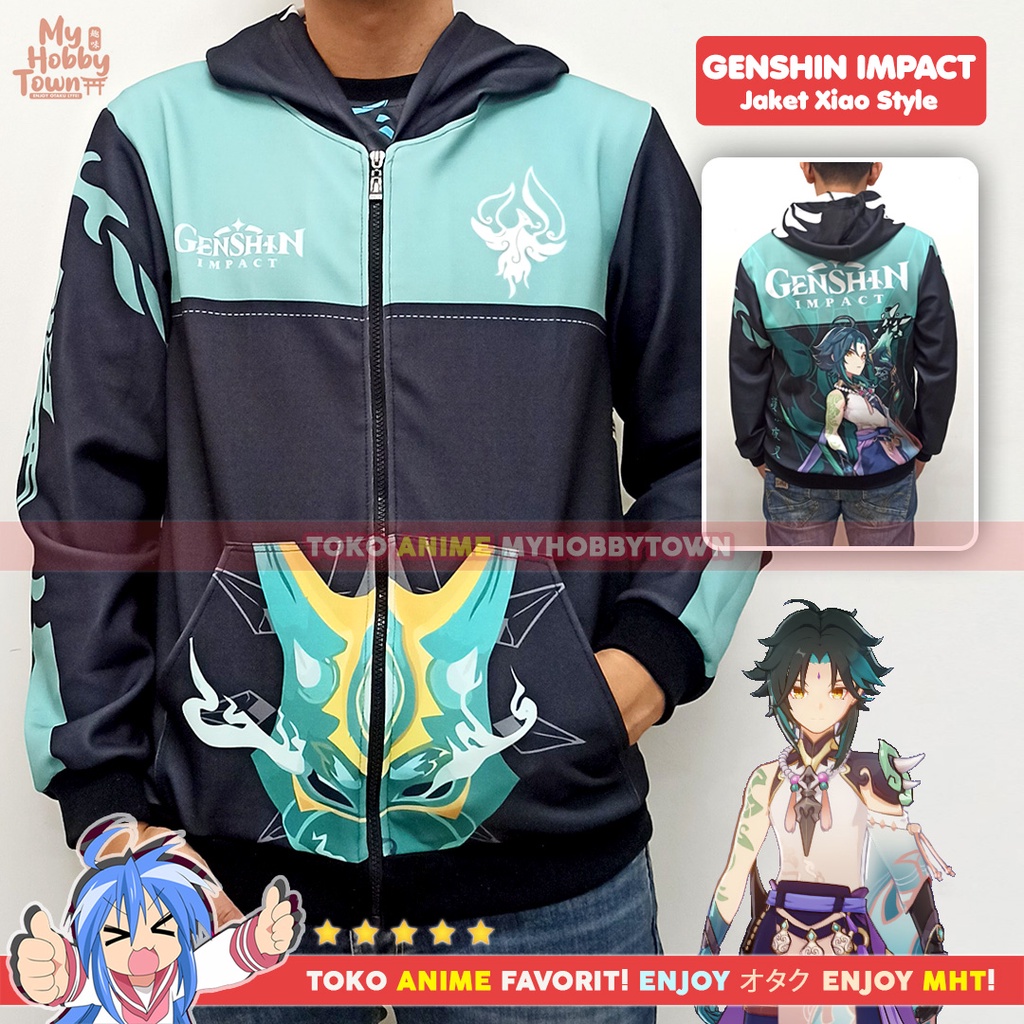 Jaket Hoodie Anime Game Full Print Genshin Impact Xiao Style