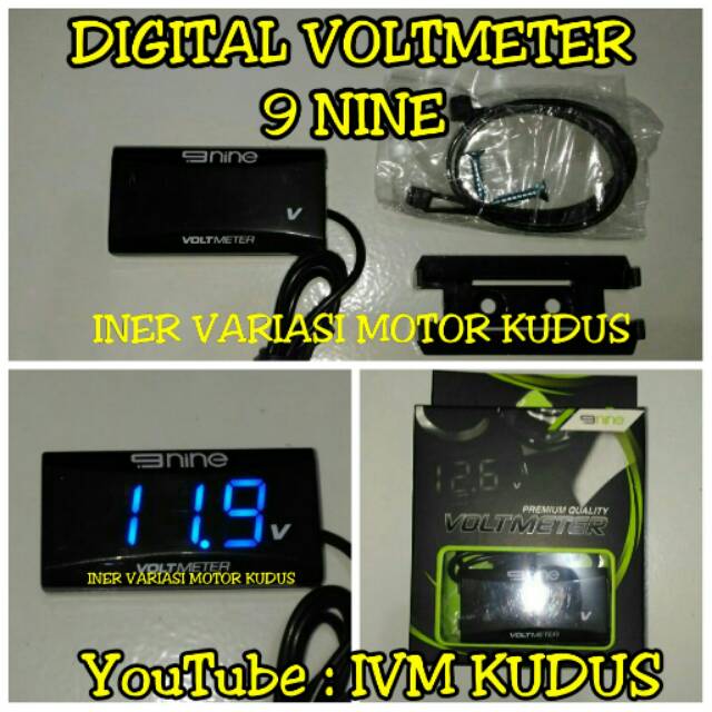Jual Digital voltmeter 9 nine cek aki ivm iner variasi motor kudus
