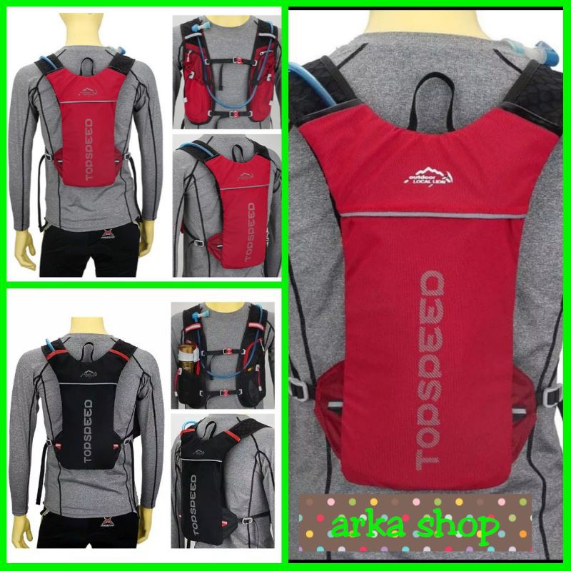Tas Hydropack Gowes / Tas Hydropack Hiking / Tas Hydropack Trail Running Kapasitas 5L  Hitam - Merah