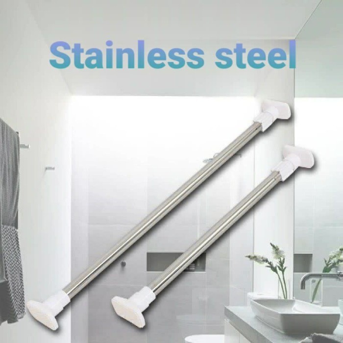 Tiang Shower / Tiang Tirai Baju Stainless Gantungan Serbaguna / Tiang Multifungsi  110-200cm / Tiang Serbaguna /Tiang Multipurpose-Sc