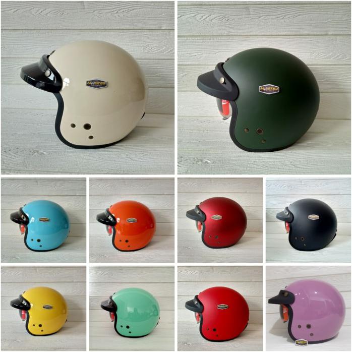 HELM RETRO NJS NX-2 HELM RETRO INTERCOM HELM RETRO PREMIUM - HITAM, M