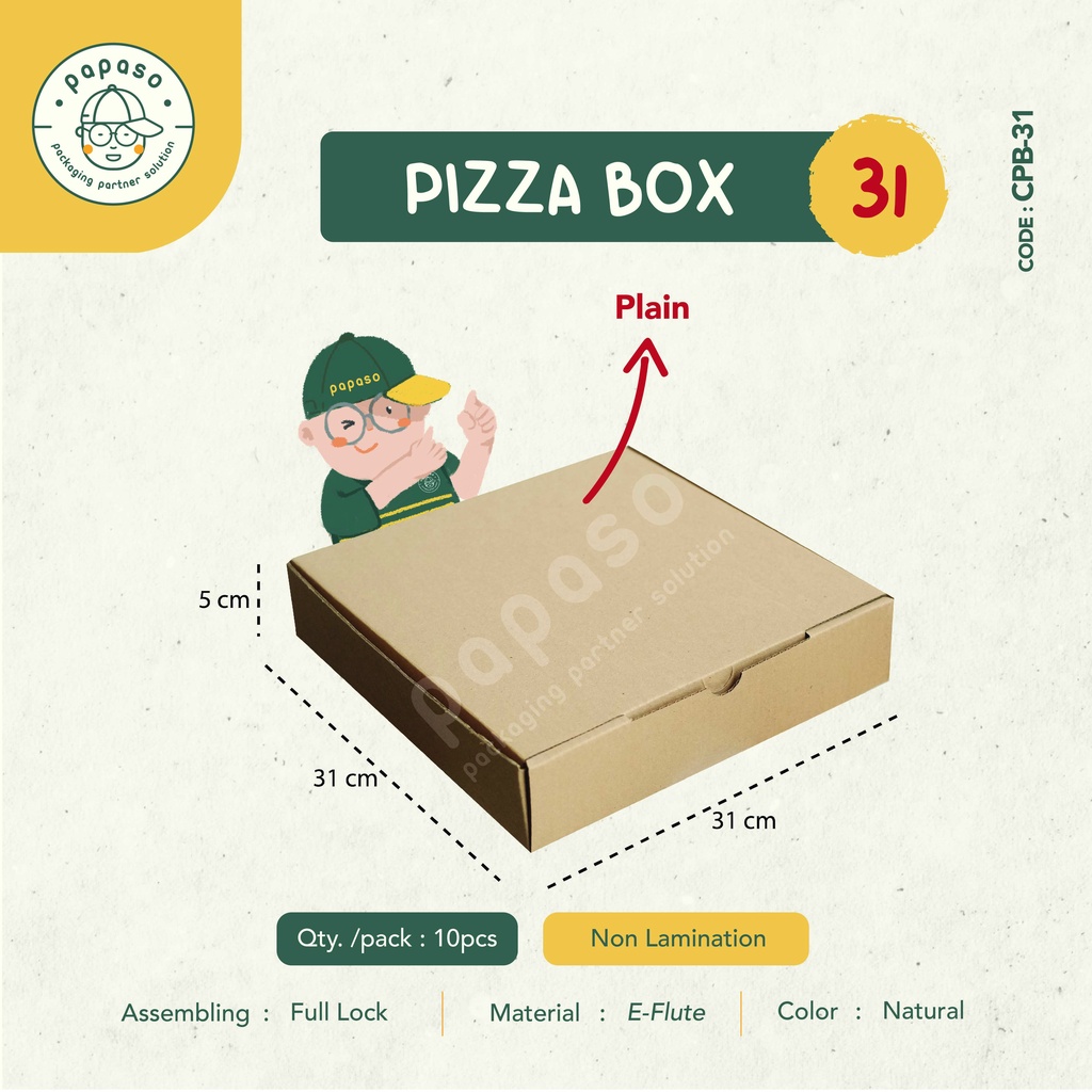 

Box Corugated Pizza 31x31x5 / Kardus / Dus / Box Makan (CPB31)