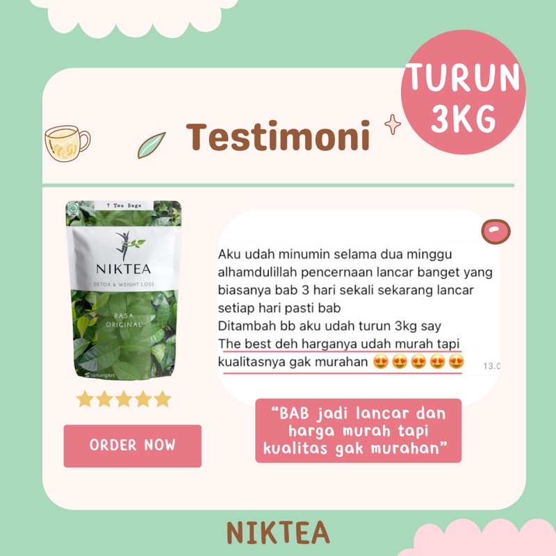 NIKTEA Teh Diet Ampuh Slimming Tea Detox Tea Minuman Diet Penurun Berat Badan