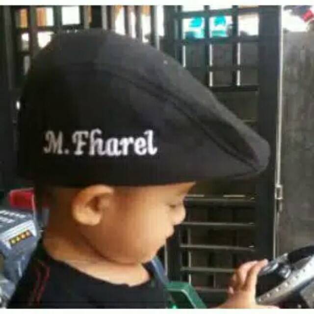 Cetak Nama Topi Flat Cap / Topi Copet Anak Bordir Nama Satuan Murah
