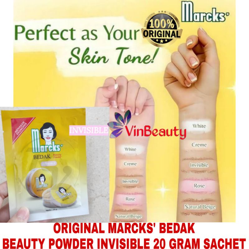 ORIGINAL BEDAK MARCKS BEAUTY POWDER INVISIBLE 20 GRAM / BEDAK TABUR REFIL 20 G