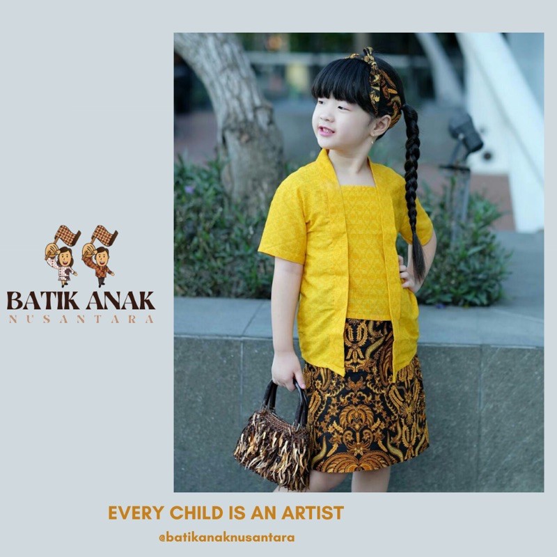 Setelan Kutubaru Kuning Motif Sogan/ Baju Anak/ Setelan Anak/Atasan Baju Anak/ Rok Batik Anak/ Batik