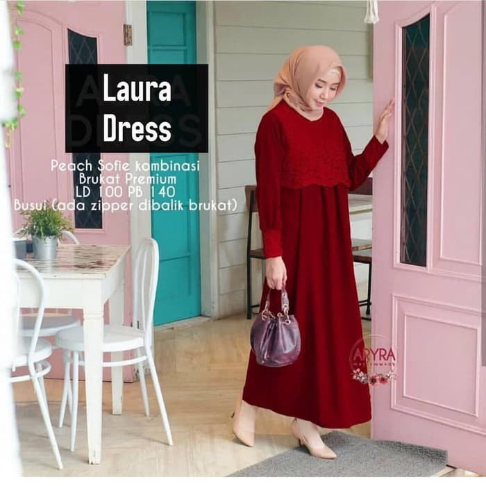 Baju Gamis Wanita Terbaru Laura Dress Muslim Termurah -