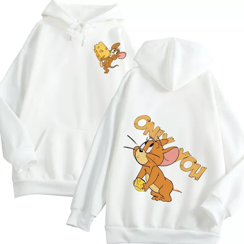 JAKET SWEATER KARTUN TOM AND JERRY ONLY YOU AND ME TO PREMIUM TRIFT PRIA WANITA TRENDY