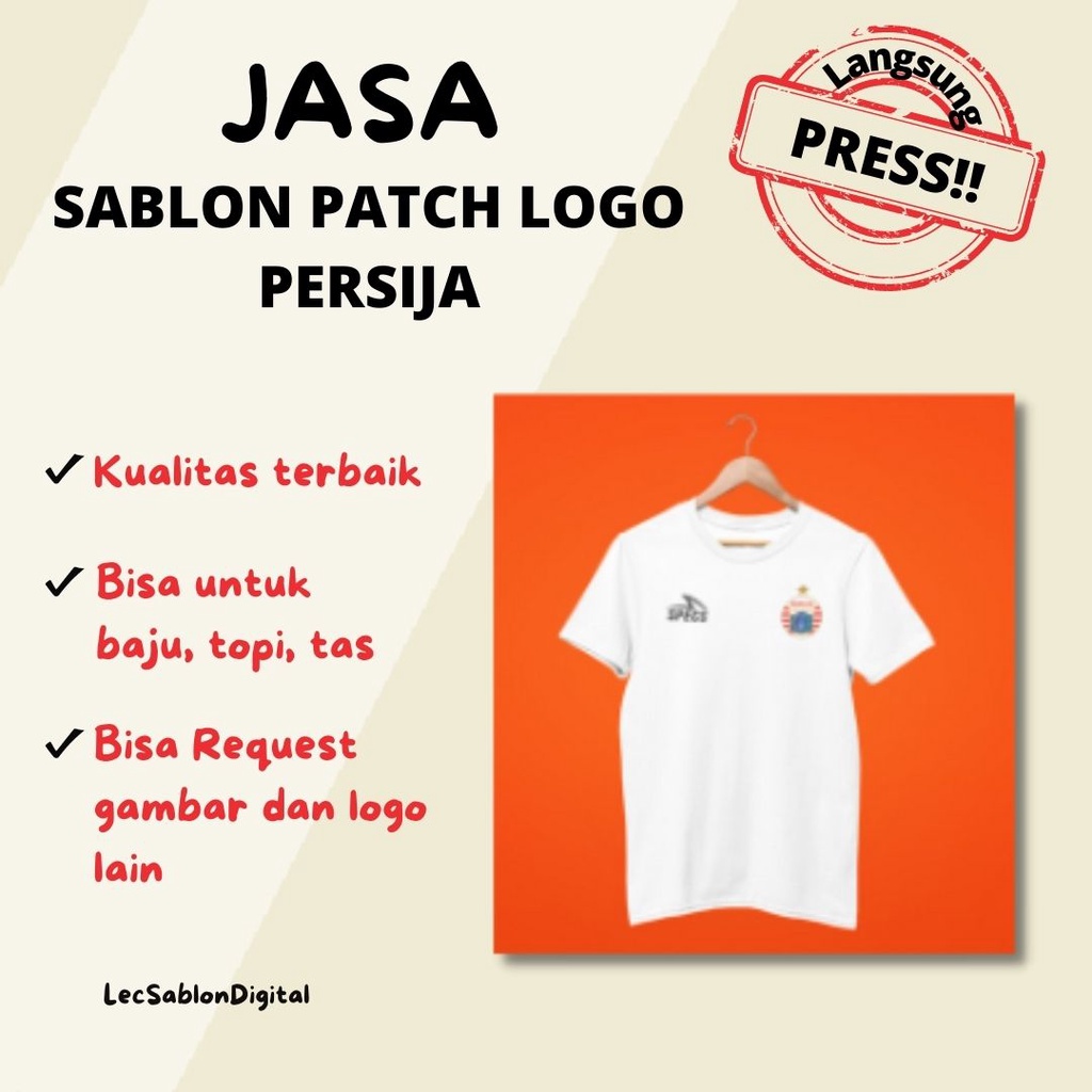 PATCH EMBLEM LOGO POLYFLEX ( Logo Persija ) / PATCH LOGO SABLON SETRIKA / EMBLEM LOGO / DESAIN BISA 