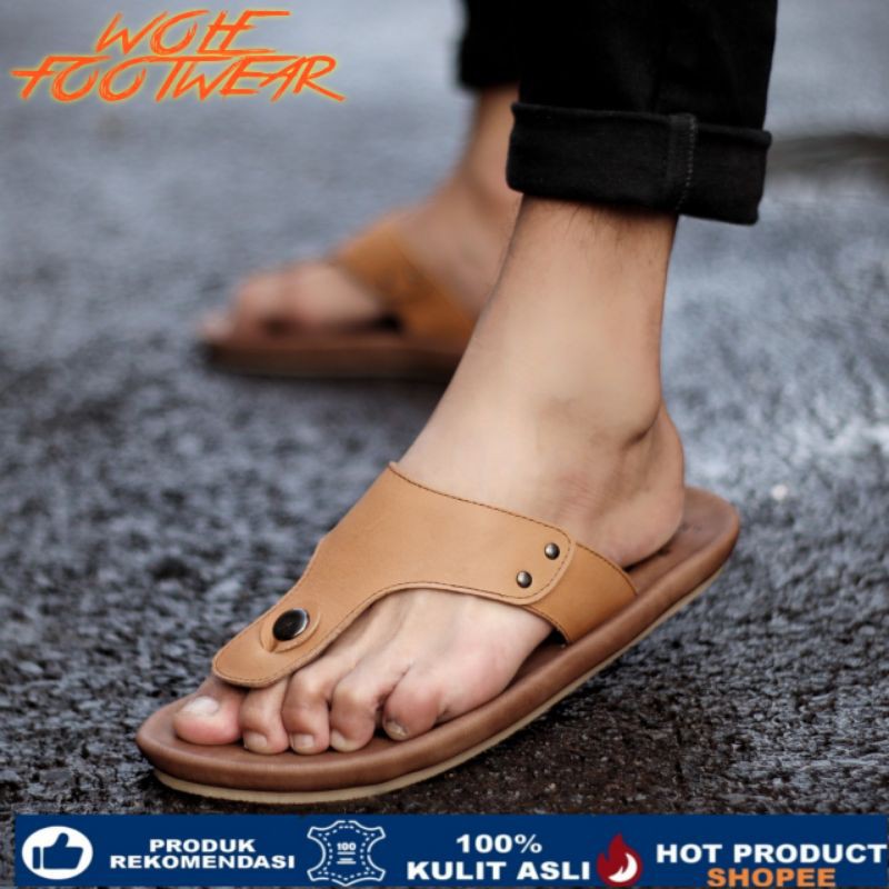 CLOVER TAN Sandal pria kulit asli cevany original handmade sandal jepit kulit pria bisa COD