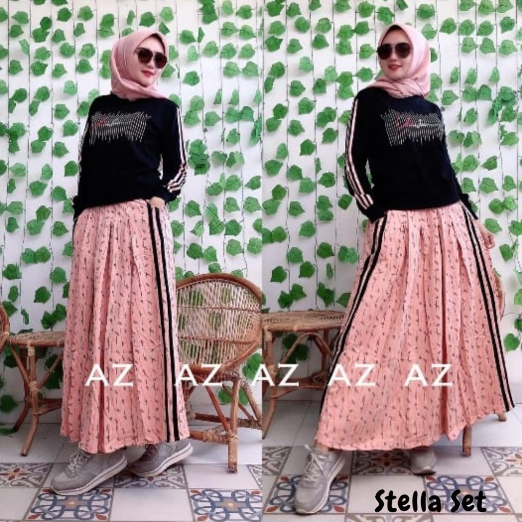 STELLA SET by AZ AZ Setelan Kasual Atasan Rok Sporty Manis Cotton Combed Adem Nyaman ORIGINAL Brand