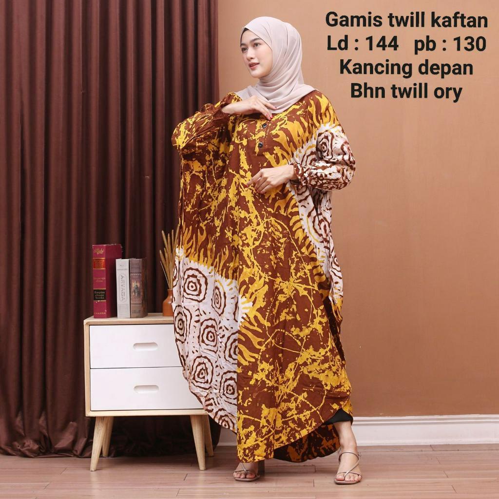 GAMIS TWILL KAFTAN SUPER JUMBO LD 144 PB 130 KANCING DEPAN BAHAN TWILL ORY BERKUALITAS.