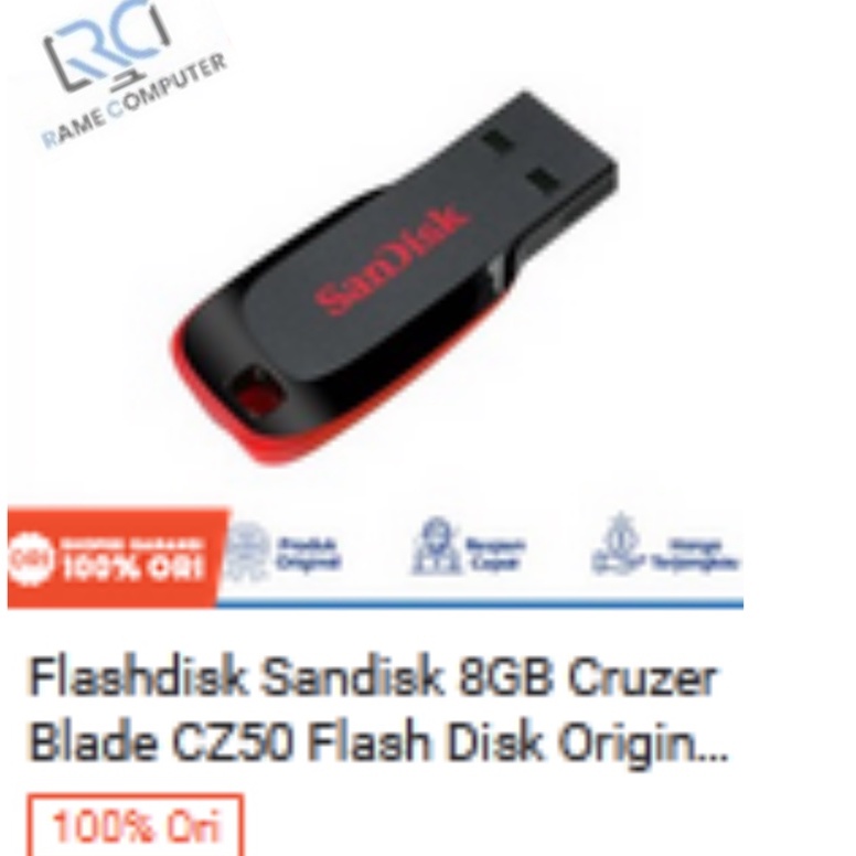 FD SANDISK 8GB cruzer Blade USB FLASH DRIVE UFD FLASHDISK resmi 100% ORIGINAL