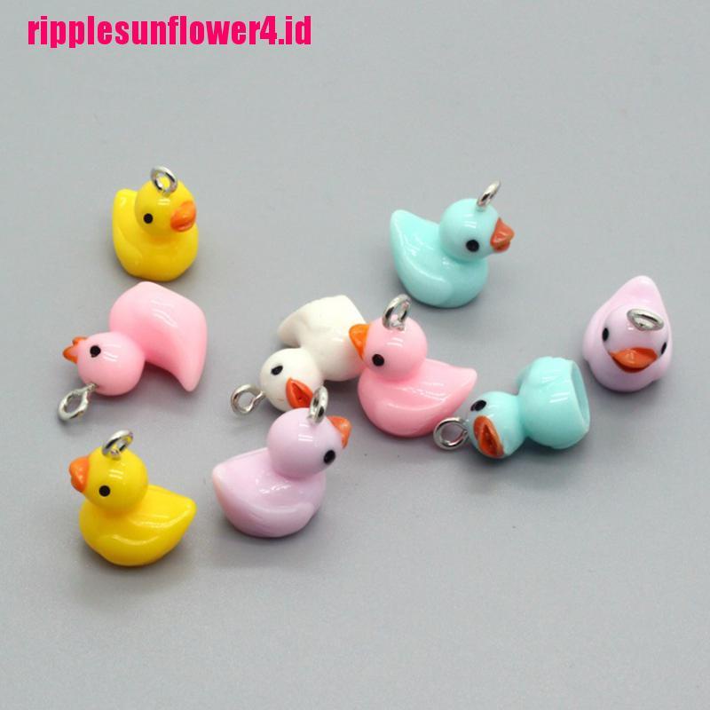 10pcs Gantungan Kunci Bentuk Hewan Bebek Bahan Resin Untuk Aksesoris Perhiasan