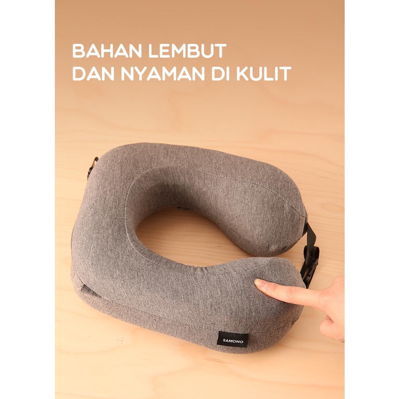 SNP003 SAMONO BONBOX  Bantal Leher Travel Multifungsi 2 in 1 Bantal U 360° dengan Kancing Neck Pillow Dewasa dan Anak