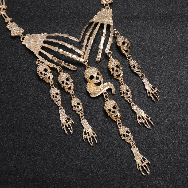 Kalung Choker Hias Liontin Kepala Tengkorak Gaya Vintage Untuk Halloween