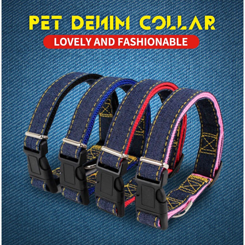 【Yayapet】Kalung Denim Anjing Kucing Untuk Anjing Kucing Peliharaan Pet Collar