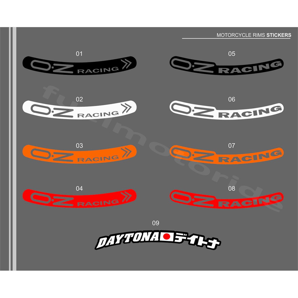 RB Sticker Velg Motor OZ Racing Daytona CBR R25 Ninja GSX Nmax XMAX ADV