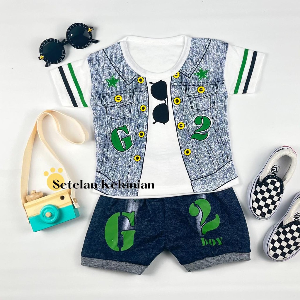 [SK] Setelan Rumah Anak Laki Laki Baju Bayi 6 - 12 Bulan Set Baby Boy Rompi Tuxedo Kacamata Keren