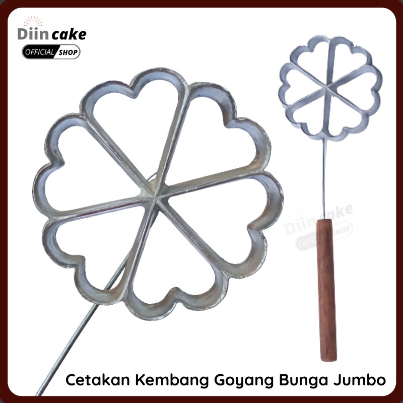 Cetakan Kue Kembang Goyang Bentuk Bunga Jumbo Diameter 12 cm Alumunium Anti Lengket