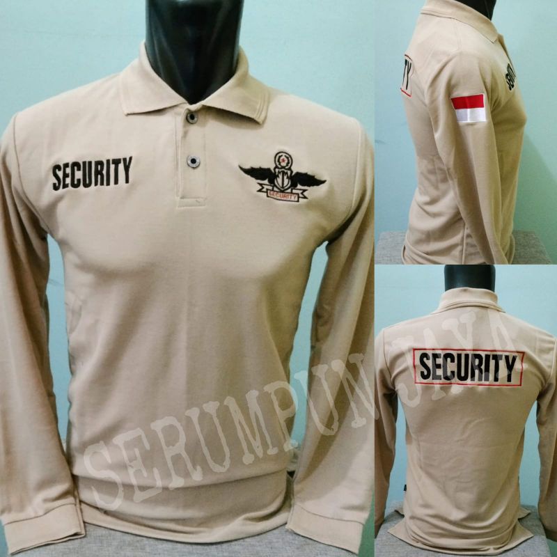 KAOS SECURITY WINGS KREM PANJANG - KAOS KERAH SECURITY WINGS KREM FULL BORDIR