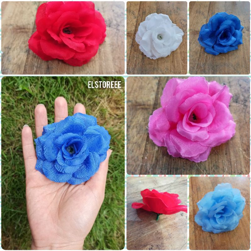 Bunga Hias Plastik Mawar Kuntum Kelopak Backdrop Seserahan Dekorasi Imitasi Artificial Murah