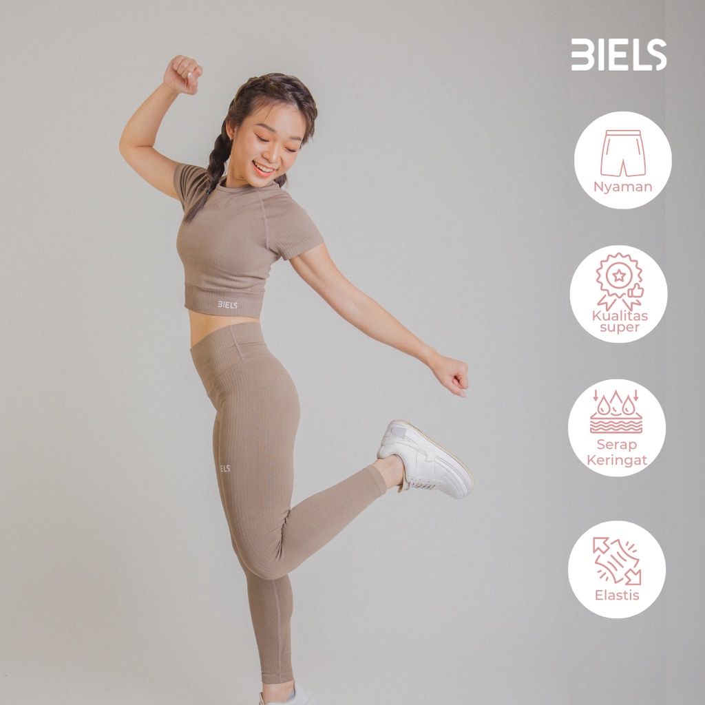 AUDI SET / Setelan Olahraga Wanita Biels / Setelan Baju Olahraga Crop Top Celana Legging Highwaist