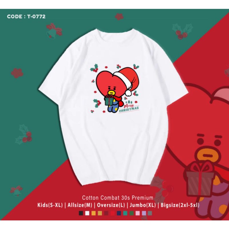 KAOS NATAL TATA BT21/T-SHIRT MERRY CHRISTMAS BT21 TATA