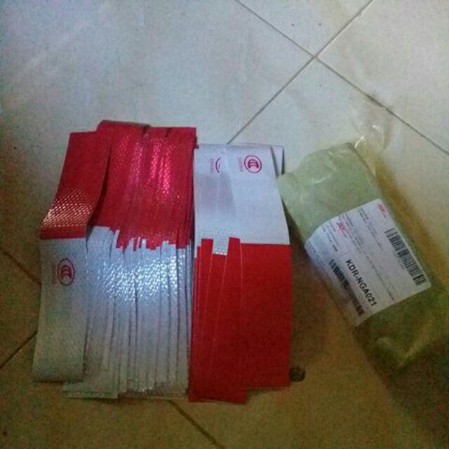 Sticker Safety Reflective Merah Putih Luminasi Warning Sign