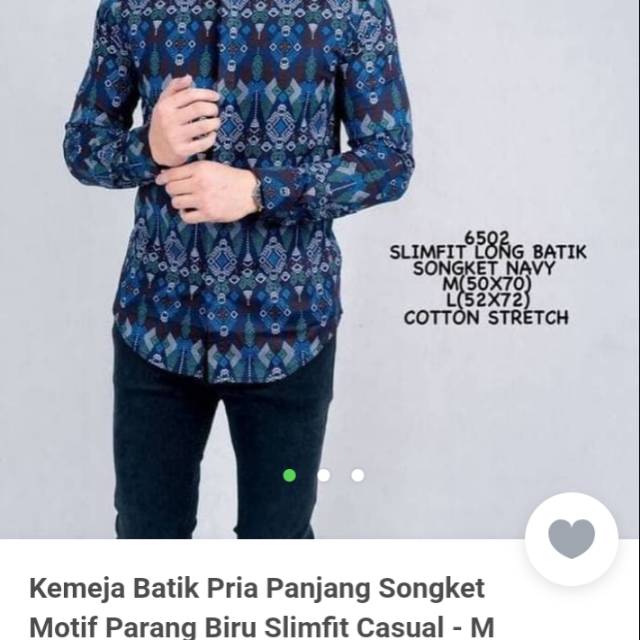 Kemeja batik pria panjang songket motif parang biru slimfit Casual-m