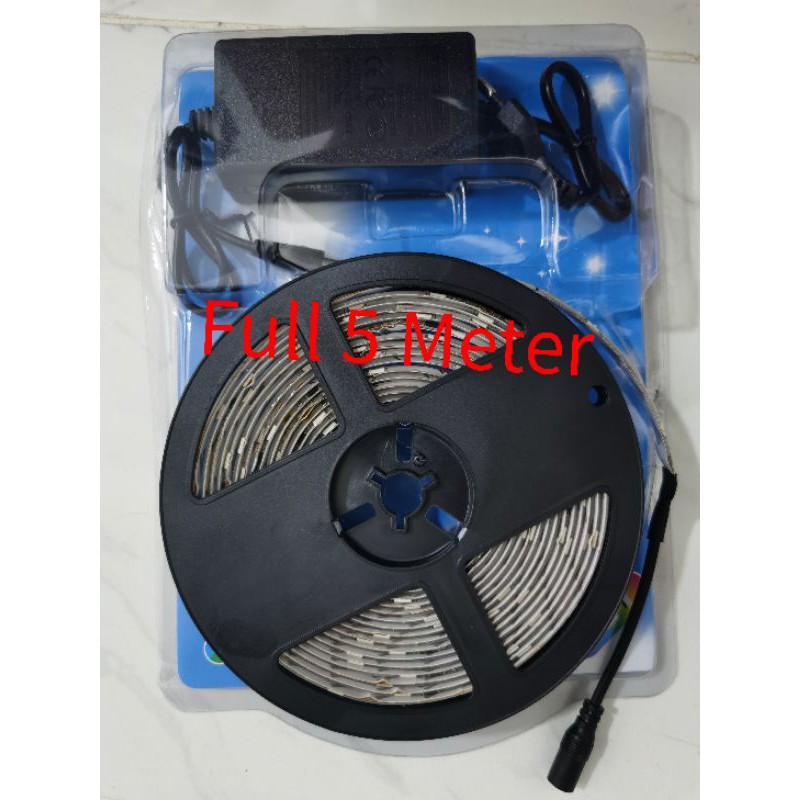 LAMPU STRIP RGB 5050 WARNA WARNI RUNNING NYALA OTOMATIS SET +ADAPTOR 5METER FULL