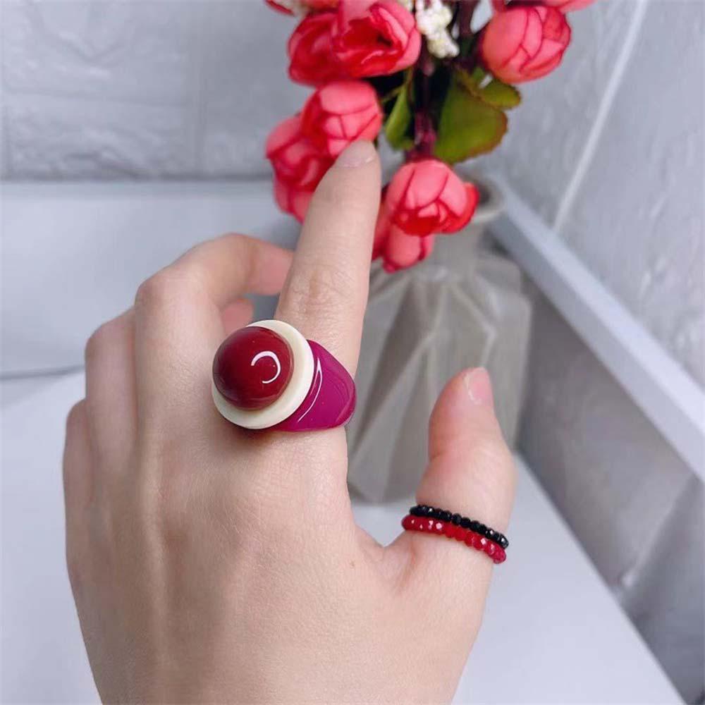 Mxbeauty Cincin Akrilik Lucu Goth Wanita Lucu Warna-Warni Perhiasan Fashion Korea