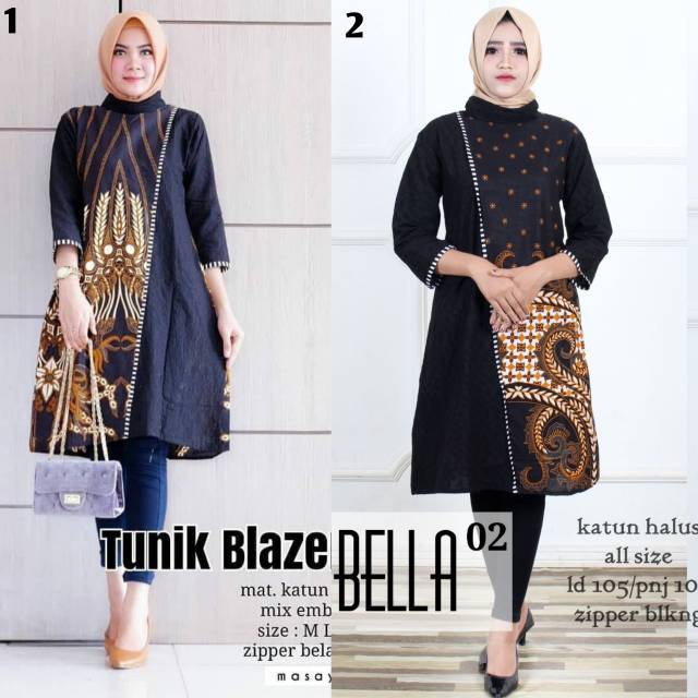Tunik Batik Modern Kombinasi embos