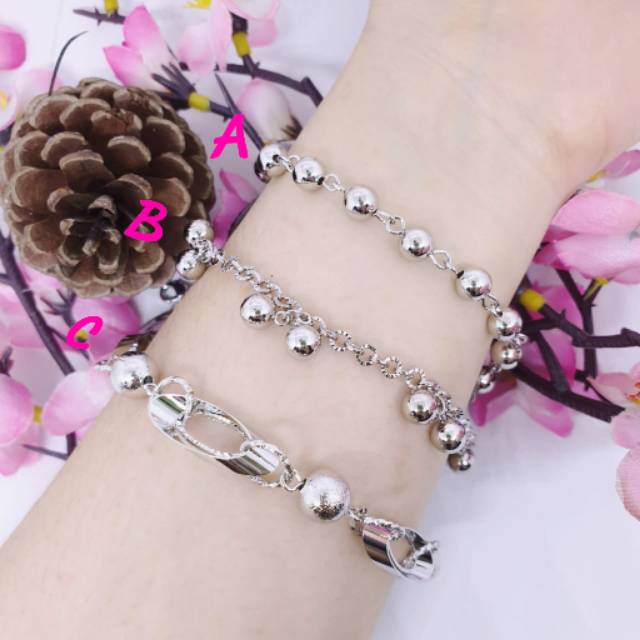 Gelang tangan rantai xuping lapis mas putih korea GRX-40