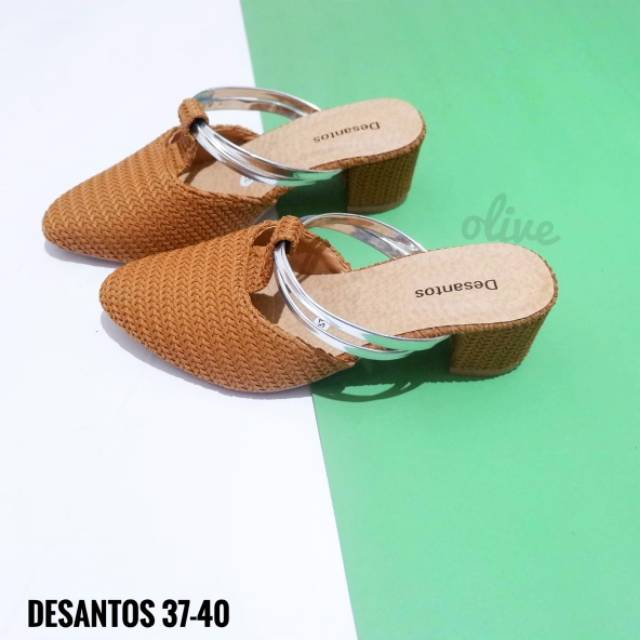 Sandal Desantos Rajut Hak, Wanita, ringan dan nyaman, realpict, good quality, free box