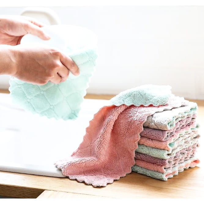 (FO) Kain lap dapur cleaning cloth/kain lap anti minyak microfiber kitchen/lap cici piring ukuran 21*16