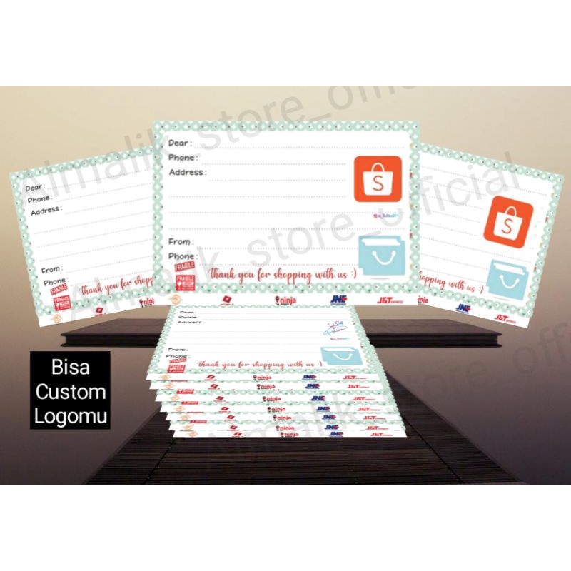 

Label pengiriman olshop 100 pcs Custom logo produk shopee