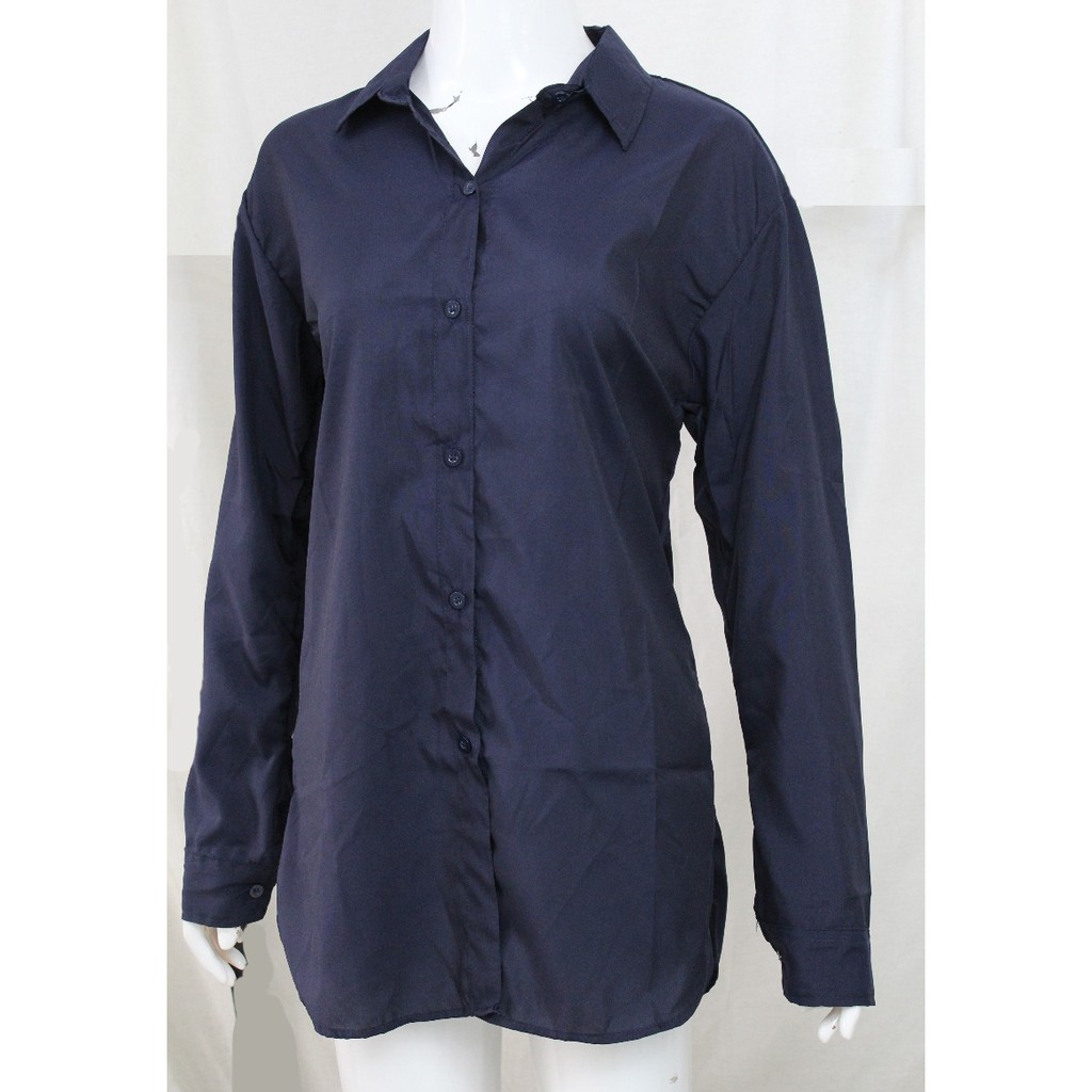 FORTGLASS SONYA BAJU ATASAN KEMEJA WANITA PAKAIAN SANTAI LENGAN PANJANG CEWEK PUTIH HITAM NAVY CEWE-NAVY