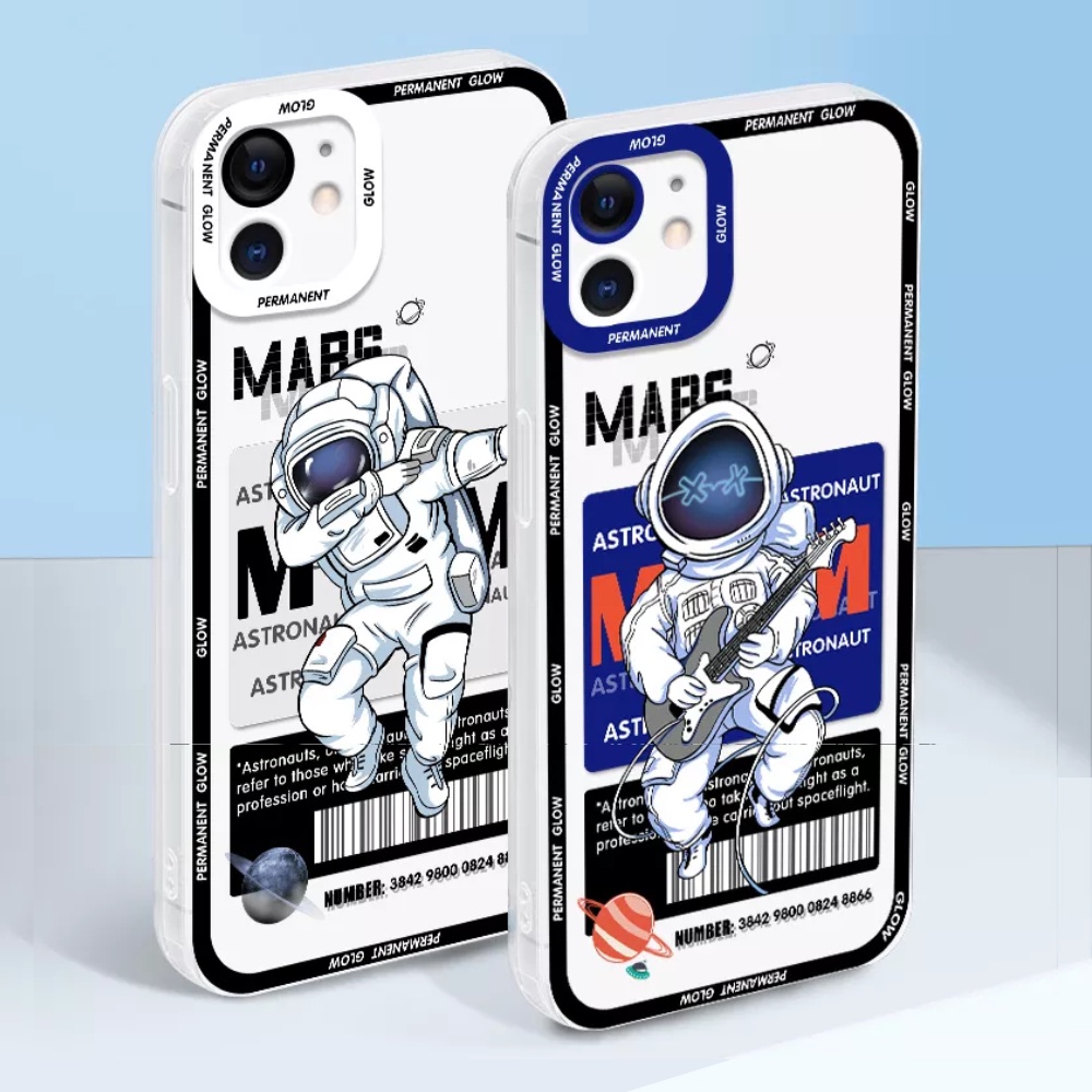 Casing Oppo A5S A5 2020 A7 A9 2020 A11K A12 A15 A15S A16 A16S A54 4G A95 F9 Case Astronot Mars Permanent Glow Character Silicon Premium