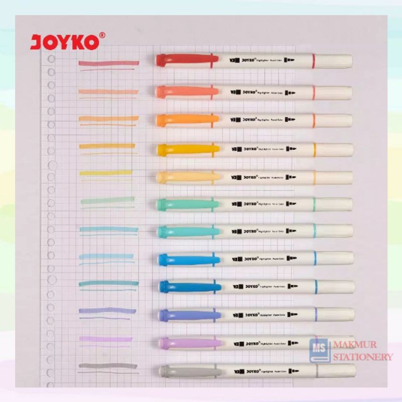 

RB Highlighter/Penanda Joyko Pastel 12 Warna (1 Set) HL-55
