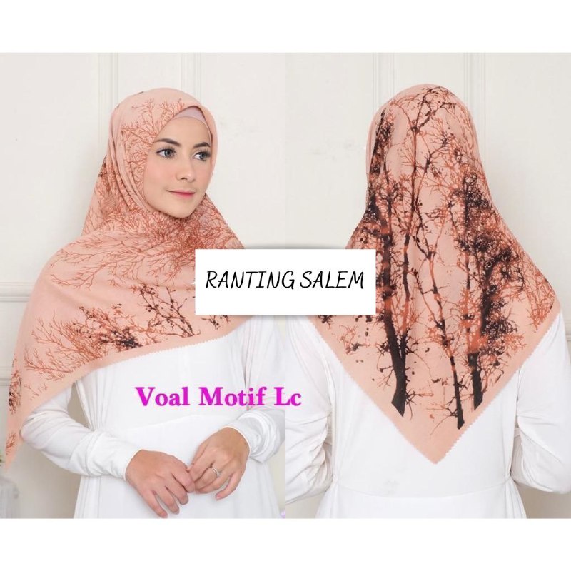Hijab Voal Segiempat Motif RANTING SALEM Jilbab square Denay Kw Lasercut Premium