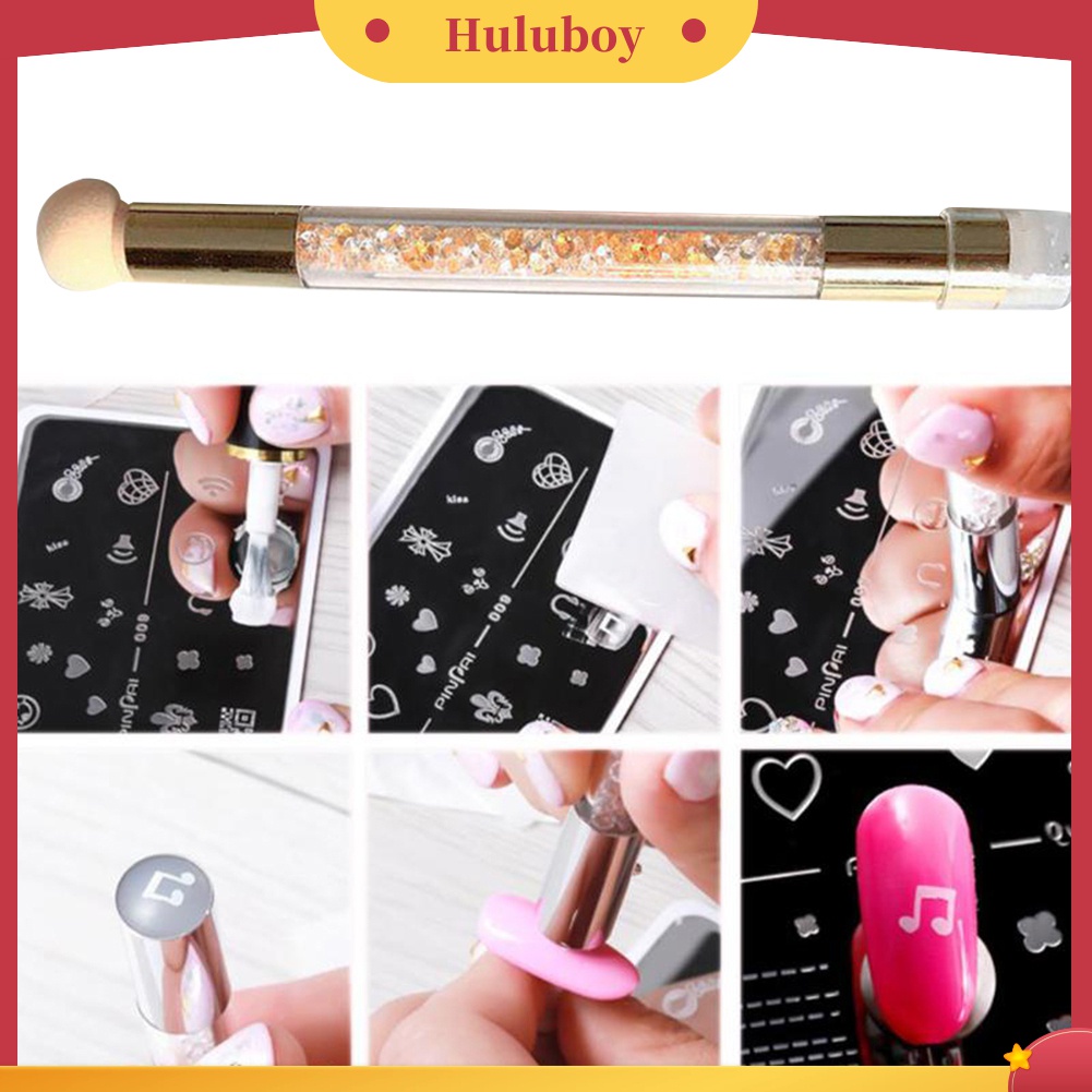 Huluboy Huluboy♡ 3pcs / Set Plat Template + Scraper + Pen Gambar Motif Untuk Nail Art