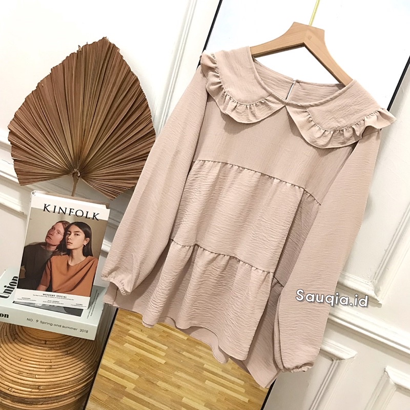 ALENSA BLOUSE CRINKLE / ATASAN WANITA KRAH KUPU RUFFLE SUSUN