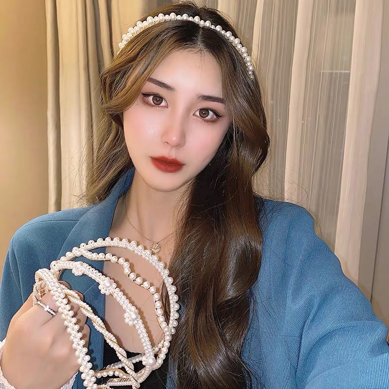 PREMIUM BANDO MUTIARA GAYA KOREA / RETRO PEARL HEADBAND KOREA / KOREAN HAIR BAND HEAD PEARLS CANTIK / BANDO KOREA MUTIARA PEARL / FASHION WANITA IMPORT / AKSESORIS RAMBUT TERMURAH  / WOMEN HAIRBAND FULL PEARLS